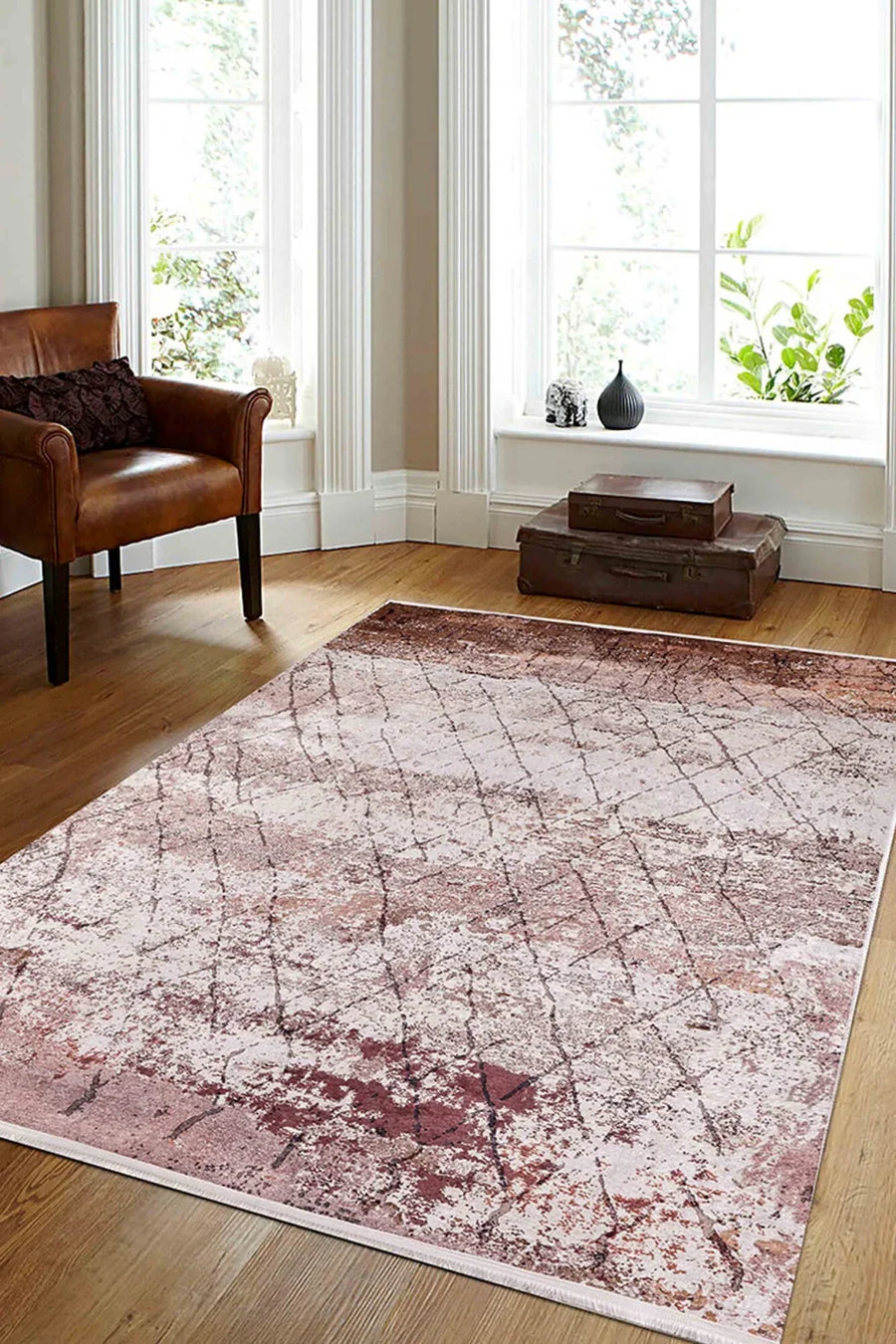 Vizon Dokulu Modern Halı - Yıkanabilir - Kaymaz Taban - Pati Dostu