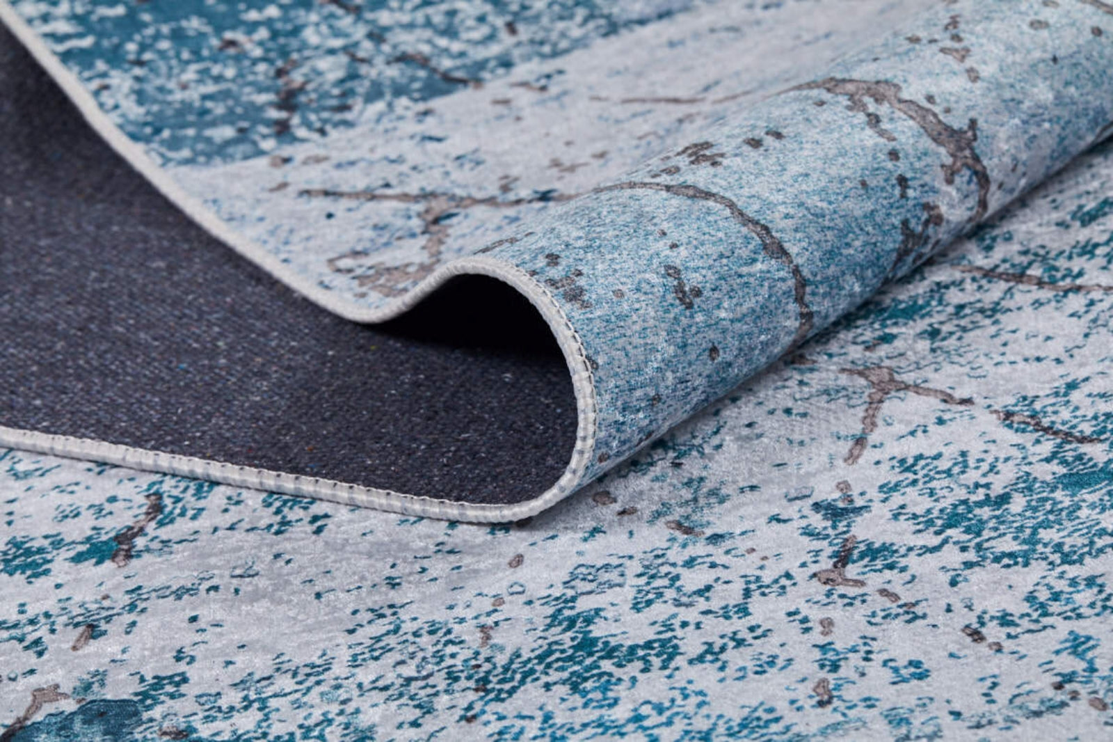 PavlovskiPosad Mavi Geometrik Dijital Baskı Halı Halınet