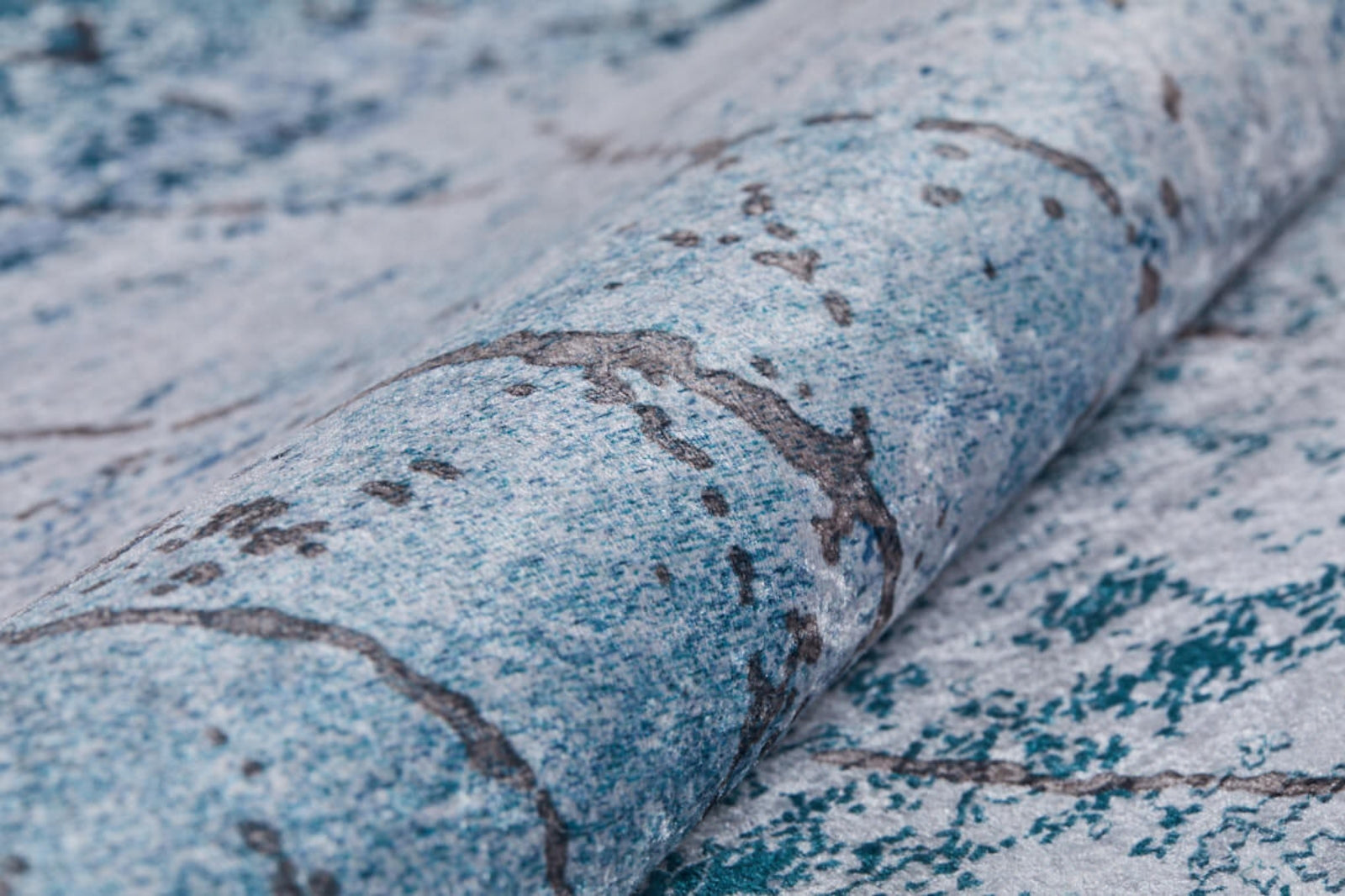 PavlovskiPosad Mavi Geometrik Dijital Baskı Halı Halınet