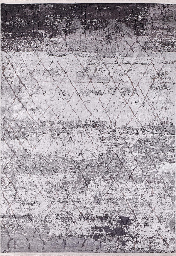 Antrasit Gri Baklava Geometrik Halı - Yıkanabilir - Kaymaz Taban - Pati Dostu