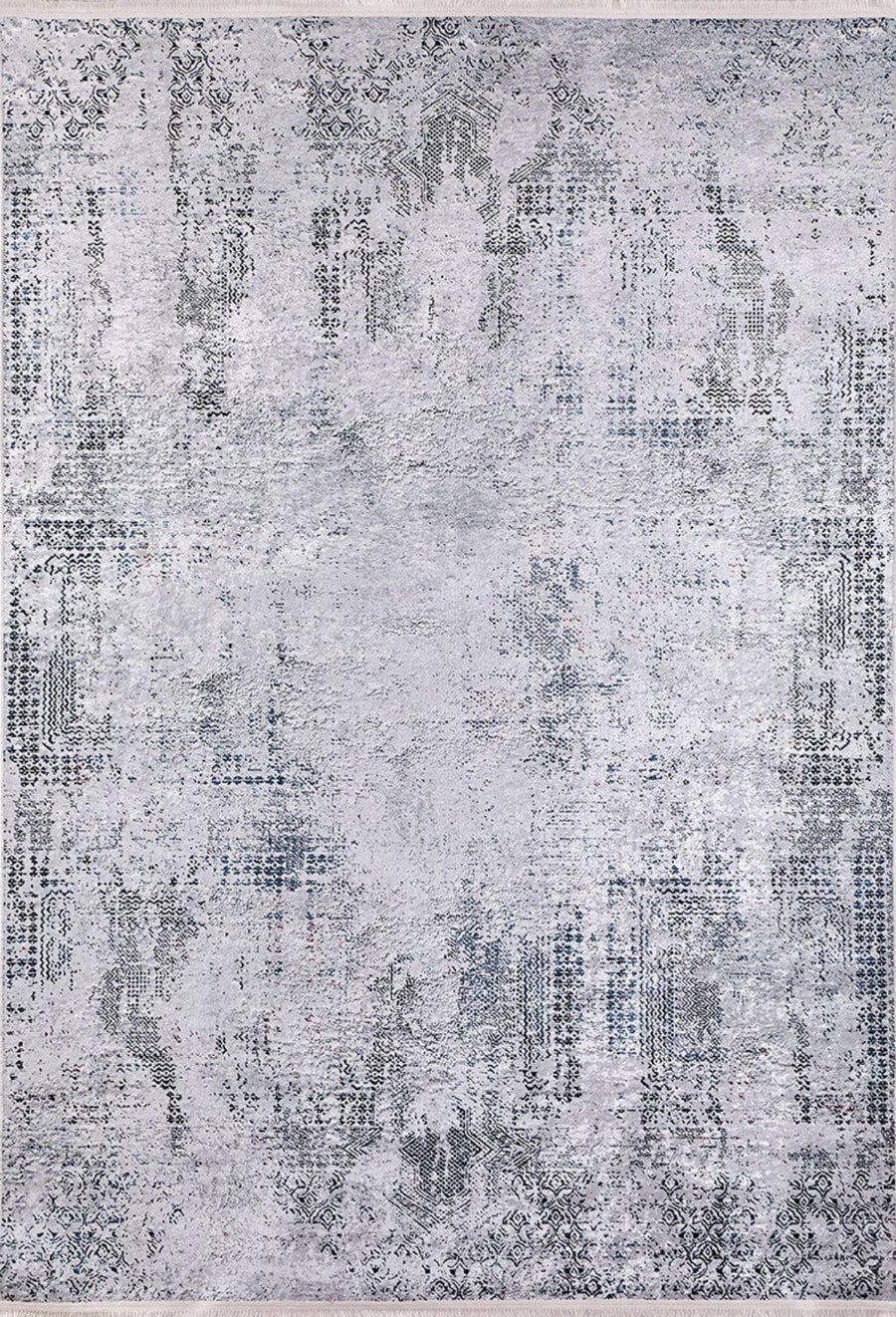 Tappeto a stampa digitale grigio con motivo astratto effetto invecchiato 15909K – in soggiorno
