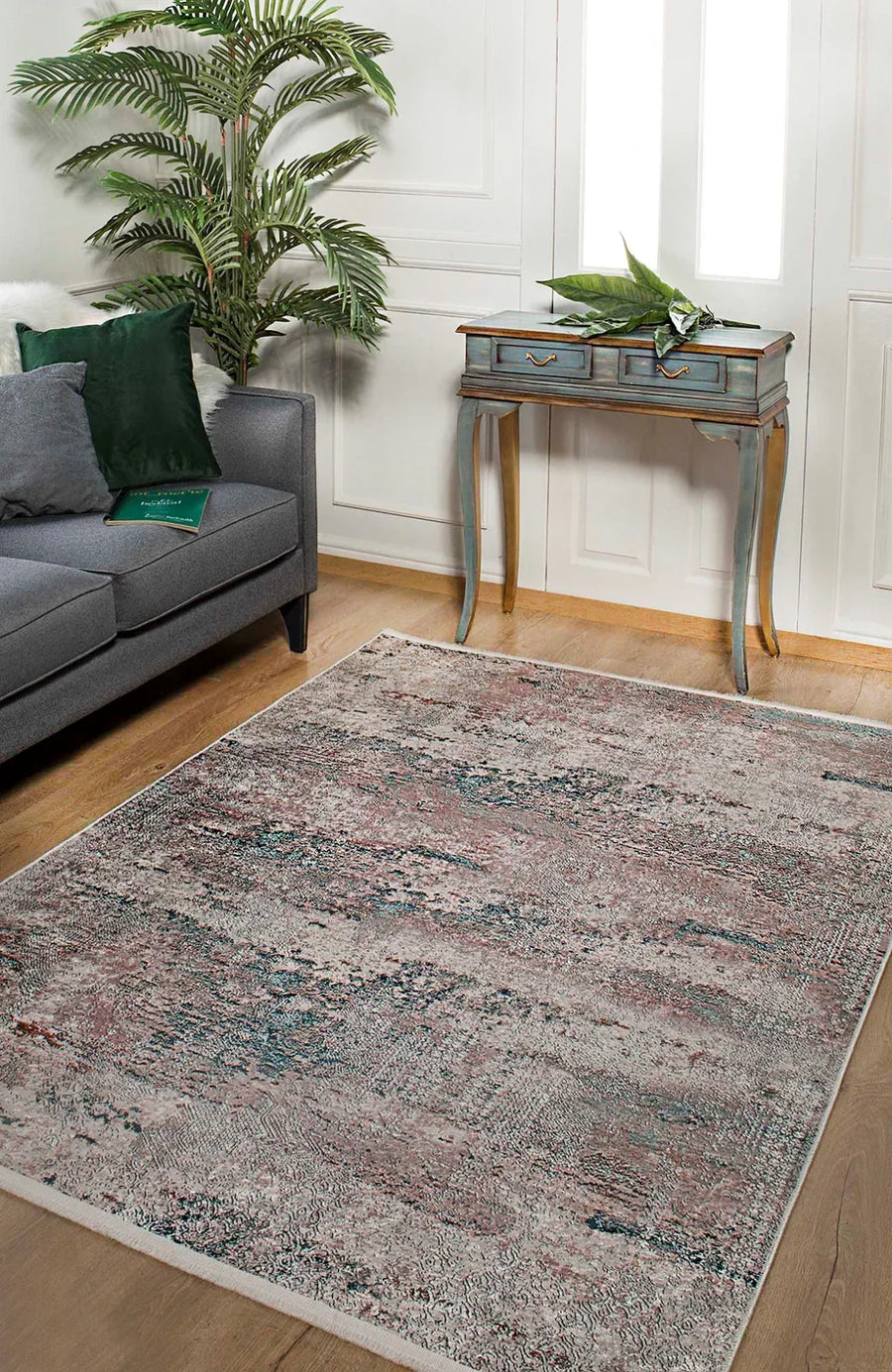 Vizon Eskitme Modern Halı - Yıkanabilir - Kaymaz Taban - Pati Dostu