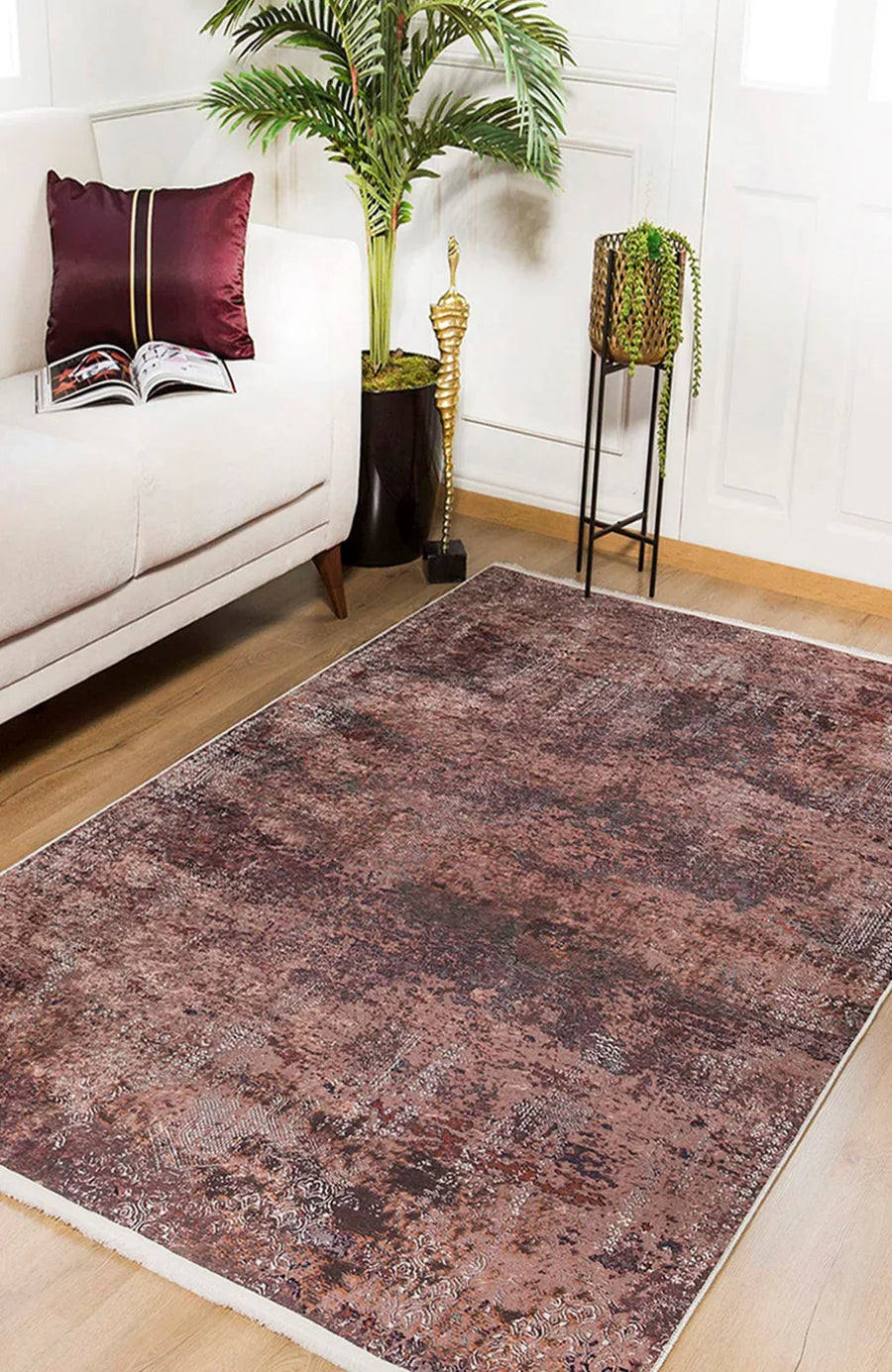 Eskitme Modern Halı - Yıkanabilir - Kaymaz Taban - Pati Dostu
