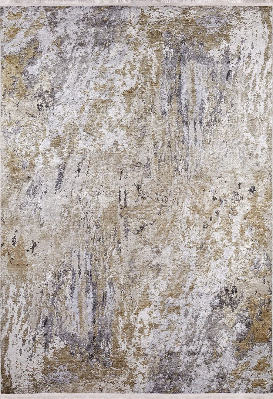 Anthracite Grey & Beige Abstract Area Rug – in the living room