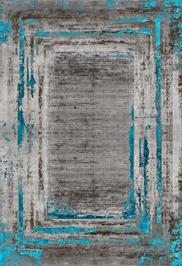 Antrasit Gri Bordürlü Modern Halı - Yıkanabilir - Kaymaz Taban - Pati Dostu