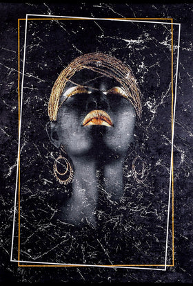 Siyah Figürlü Modern Halı - Yıkanabilir - Kaymaz Taban - Pati Dostu