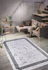 Light Grey Black Modern Living Room Rug HLN1491 - Polyester