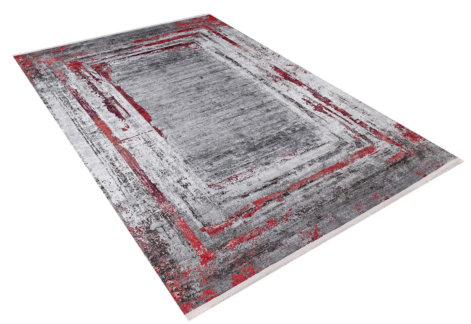 Gri Eskitme Modern Halı - Yıkanabilir - Kaymaz Taban - Pati Dostu