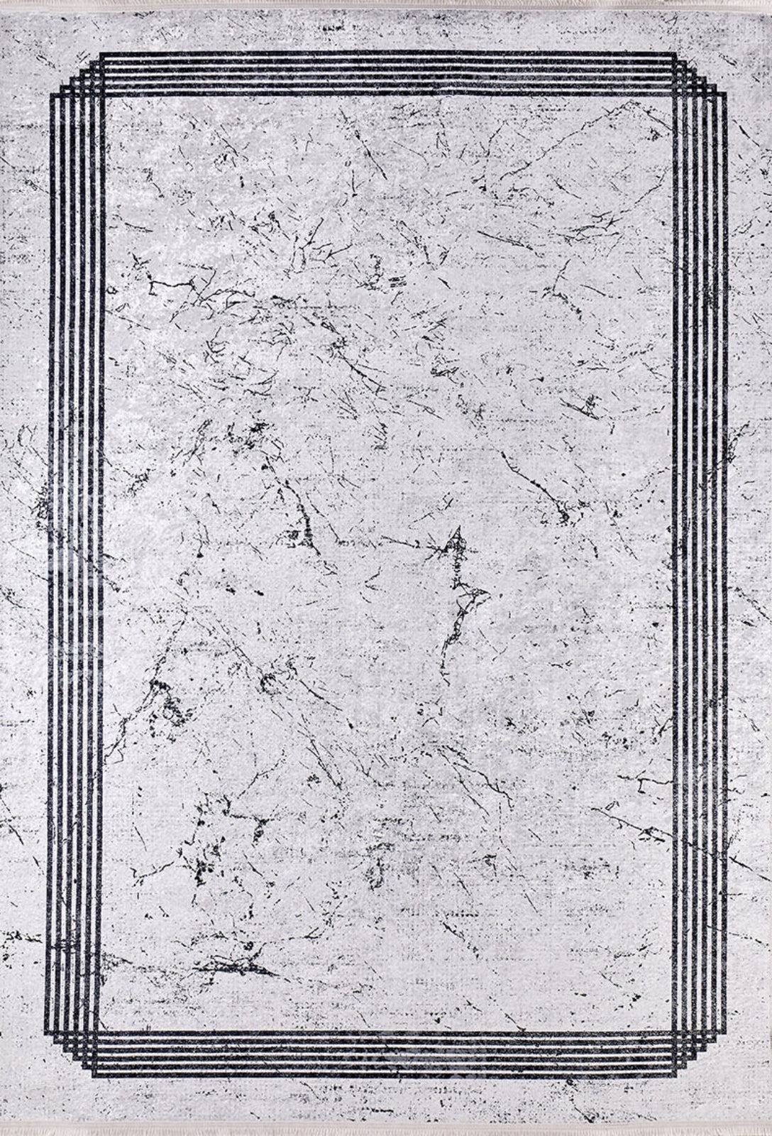 Elmet Gri Çerçeveli Dijital Baskı Halı Halınet