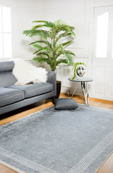 Gray Light Gray Distressed Living Room Rug Distressed - Polyester Digital Print