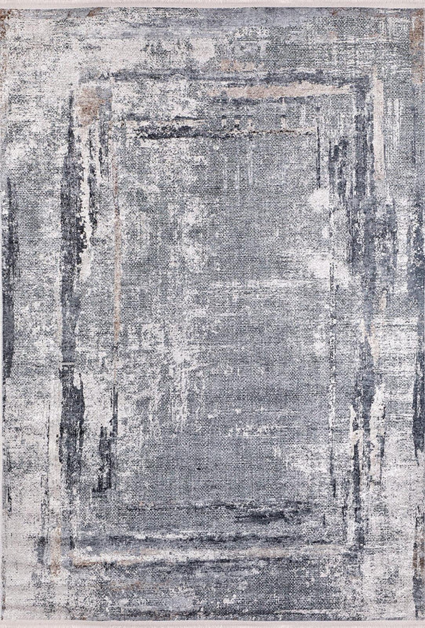 Beyaz Gri Dokulu Modern Halı - Yıkanabilir - Kaymaz Taban - Pati Dostu