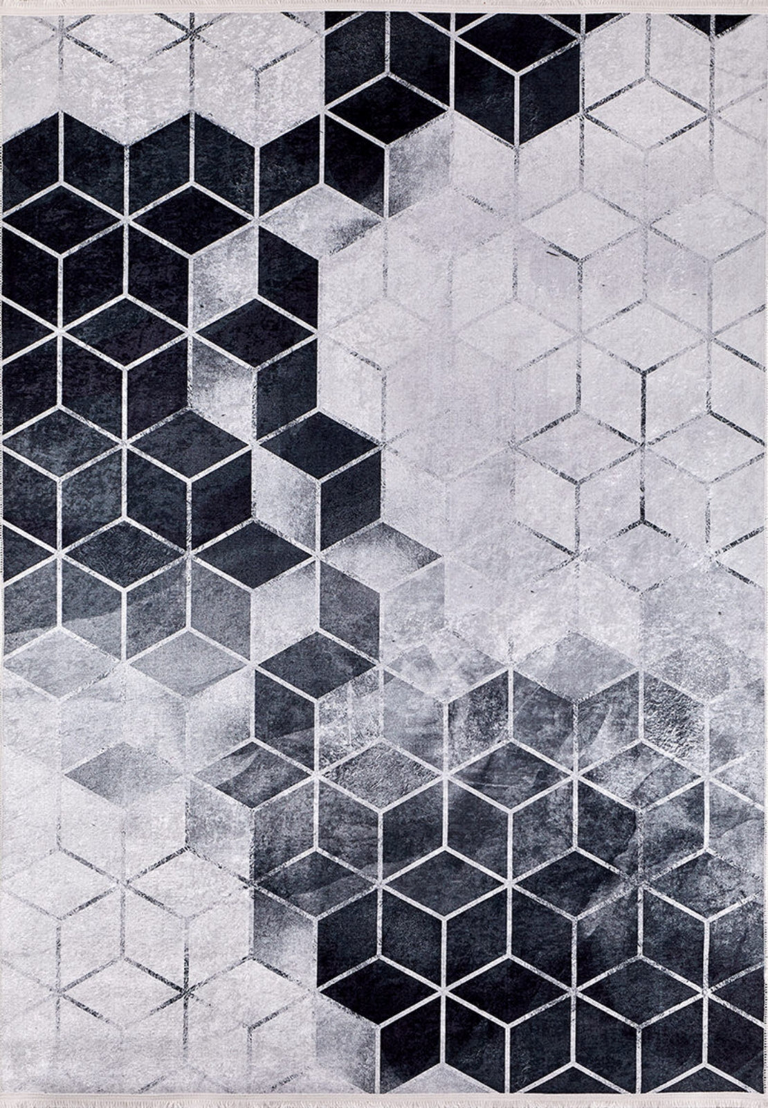 VisniVolocyok Gri Geometrik Dijital Baskı Halı Halınet