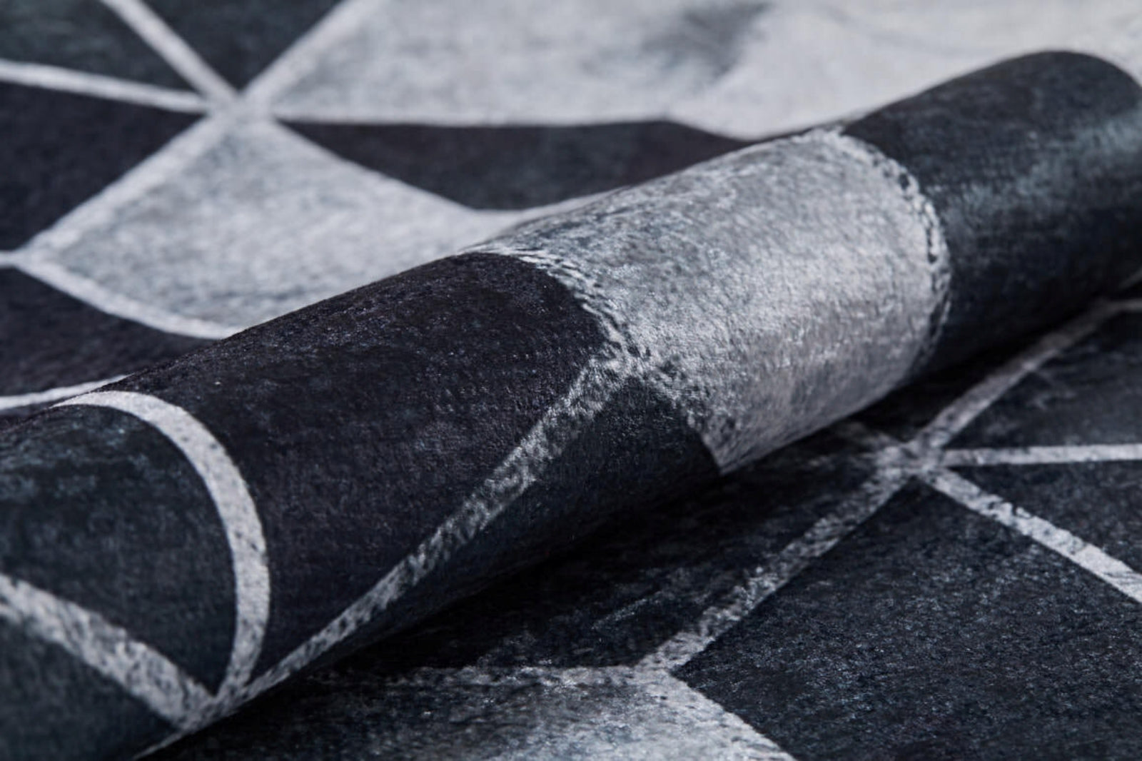 VisniVolocyok Gri Geometrik Dijital Baskı Halı Halınet