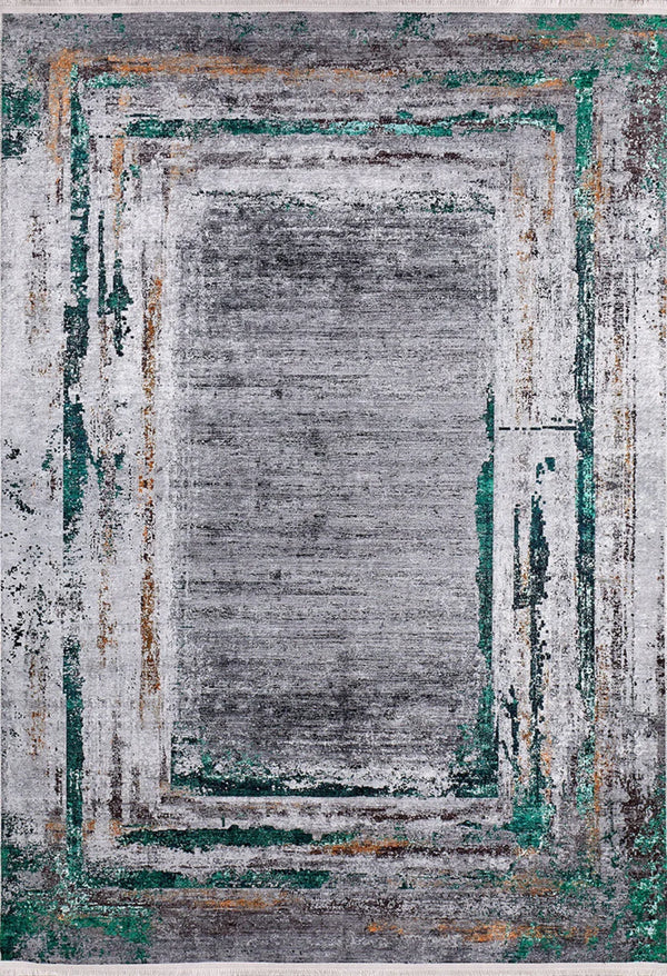 Gri Dokulu Modern Halı - Yıkanabilir - Kaymaz Taban - Pati Dostu