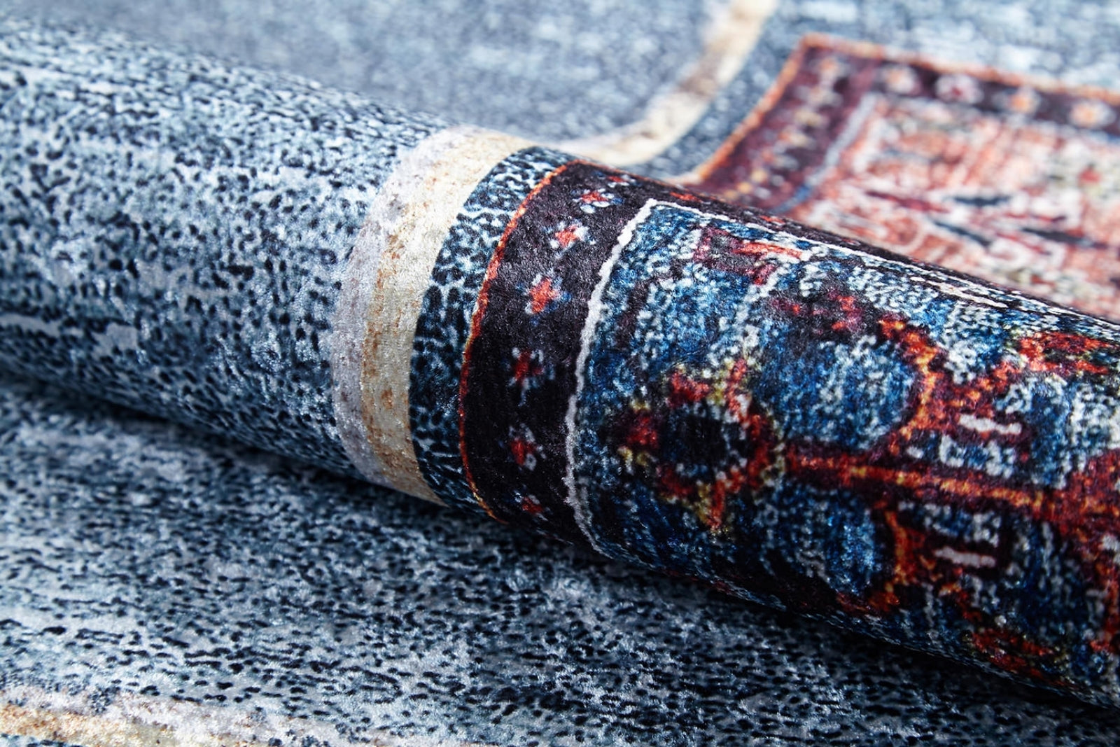 SantaCatarina Mavi Geometrik Dijital Baskı Halı Halınet