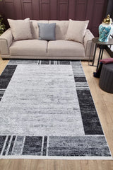 Grey Black Modern Living Room Rug HLN1582 - Polyester
