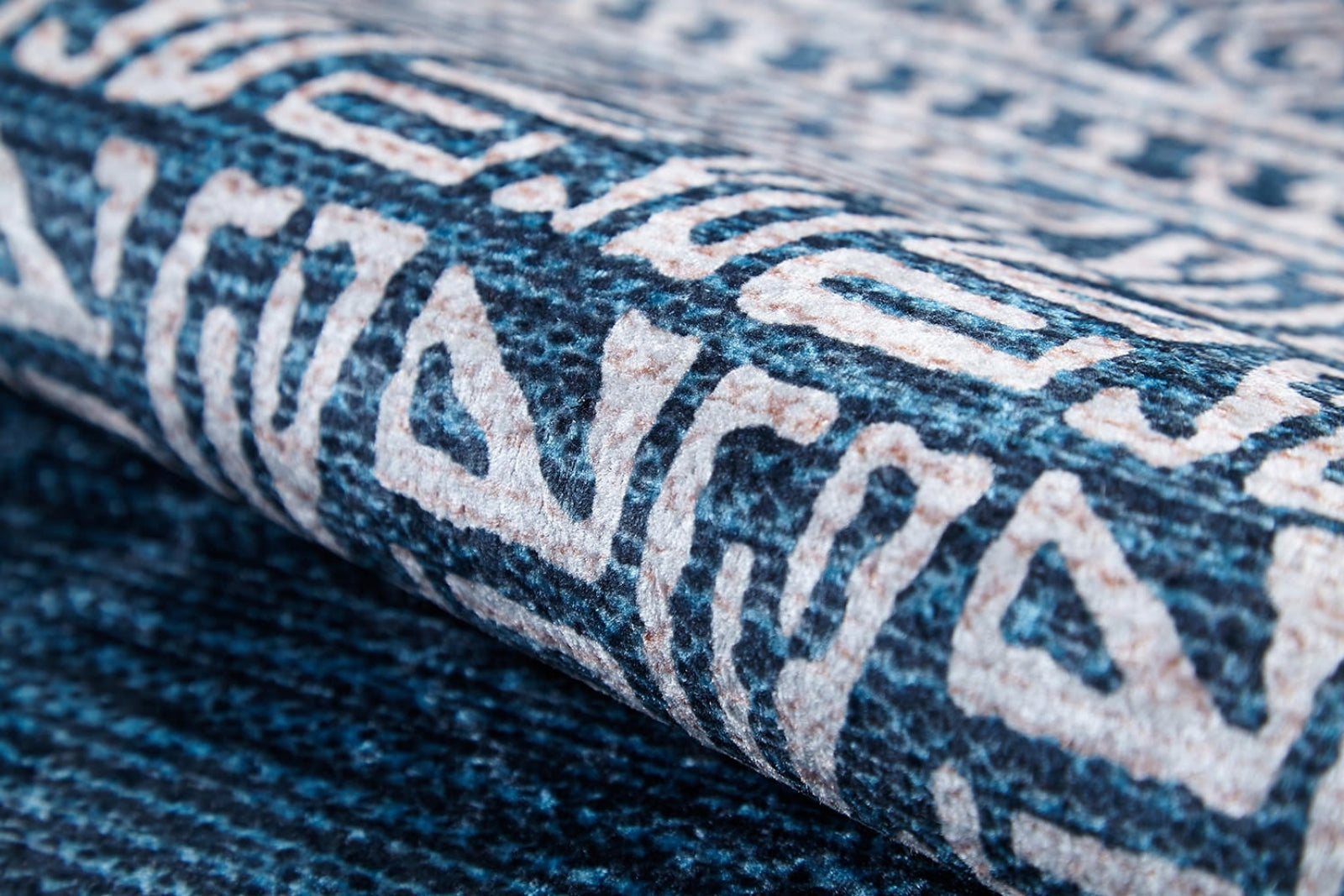 Culiacan Mavi Geometrik Dijital Baskı Halı Halınet