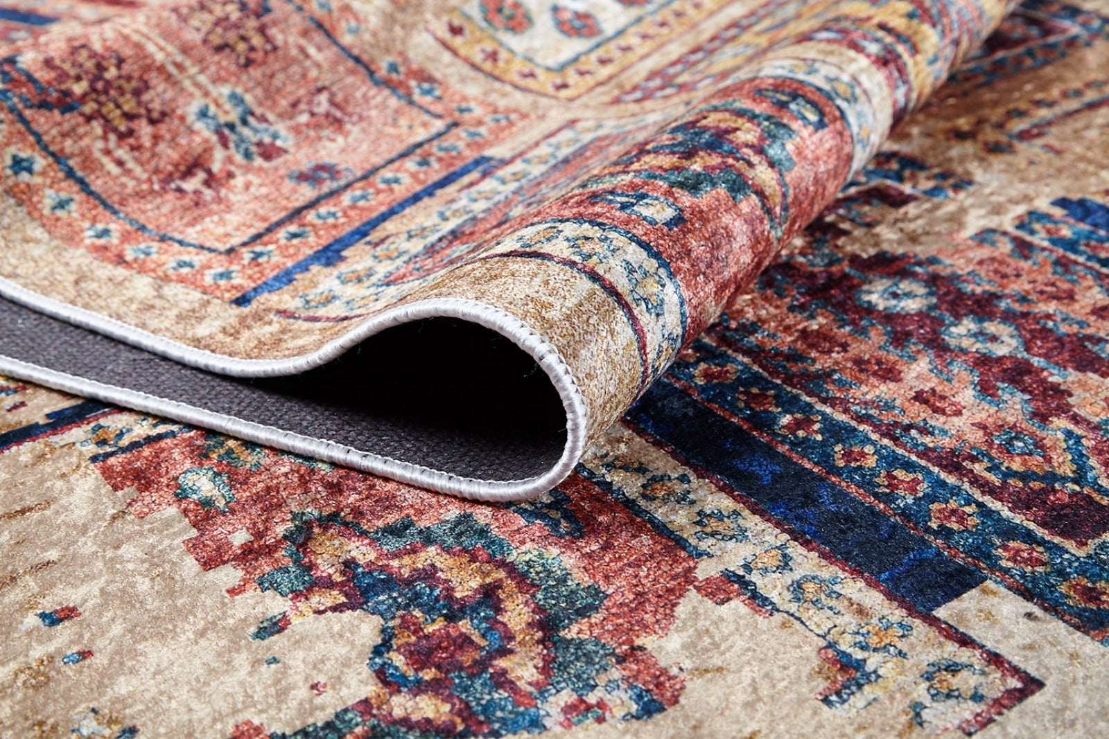 Braniewo Bej Patchwork Dijital Baskı Halı Halınet