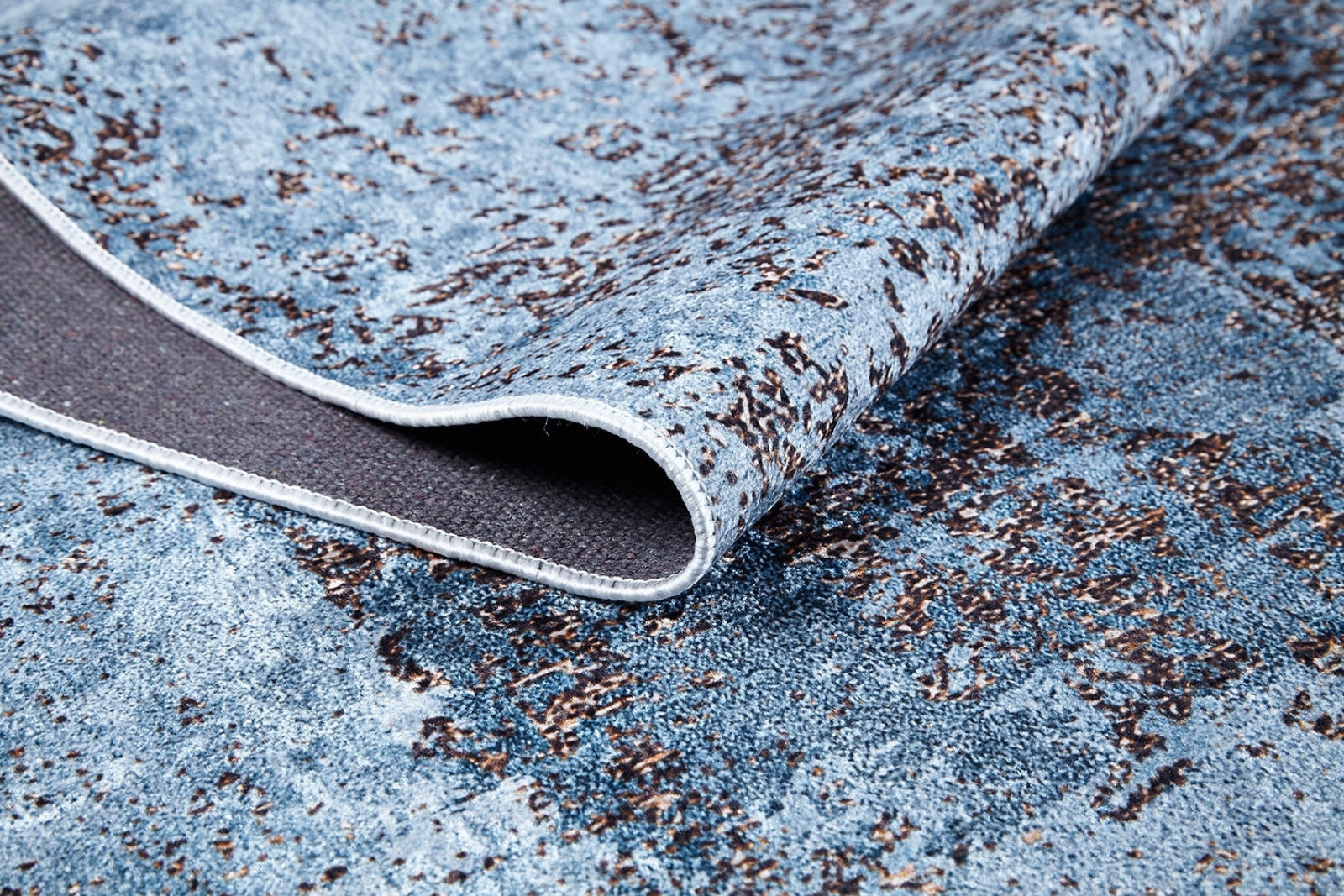 Khan Mavi Eskitme Dijital Baskı Halı Halınet