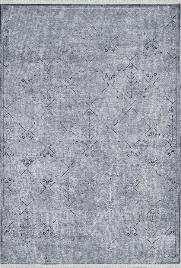 Antrasit Gri Dokulu Modern Halı - Yıkanabilir - Kaymaz Taban - Pati Dostu