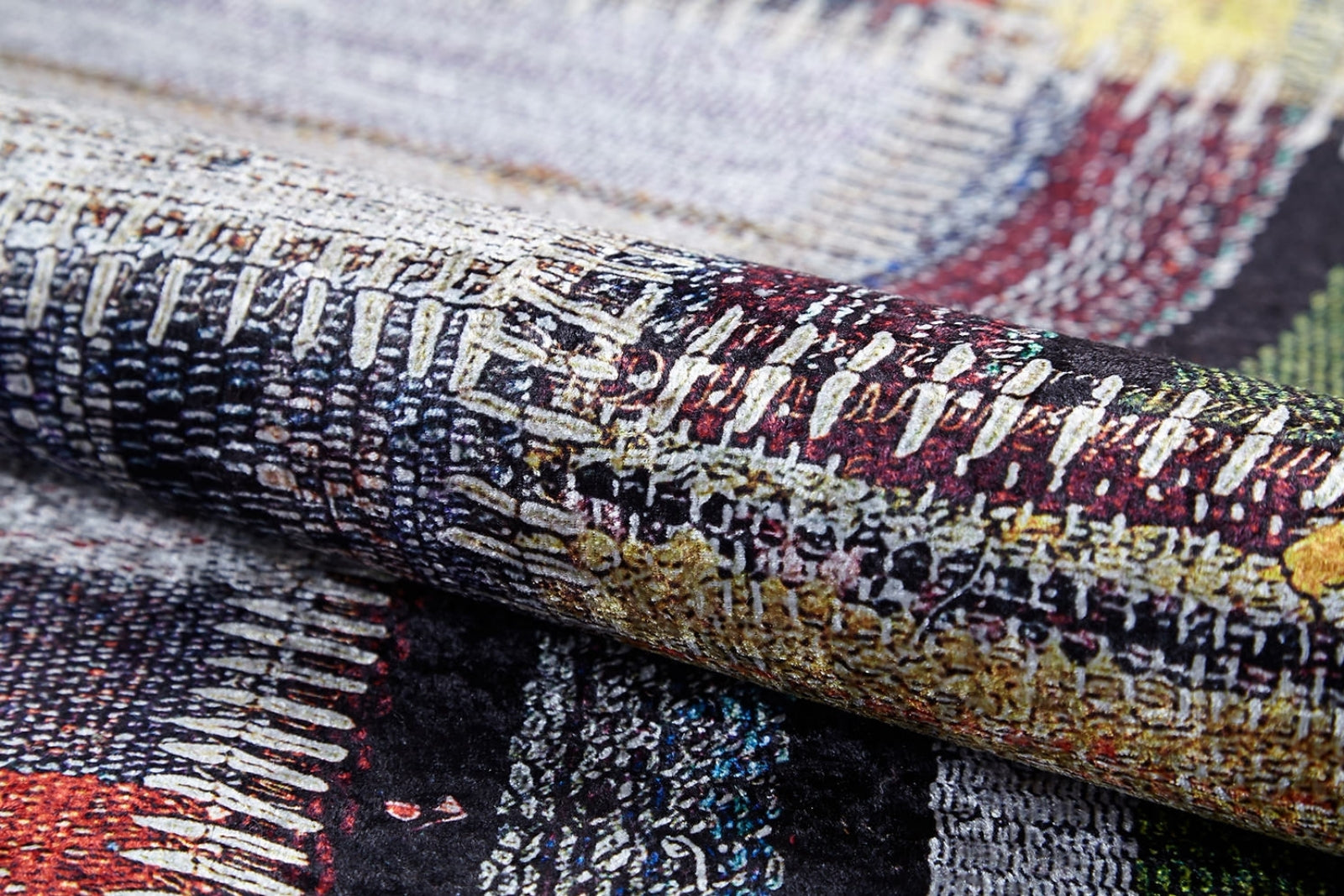 Piska Gri Patchwork Dijital Baskı Halı Halınet