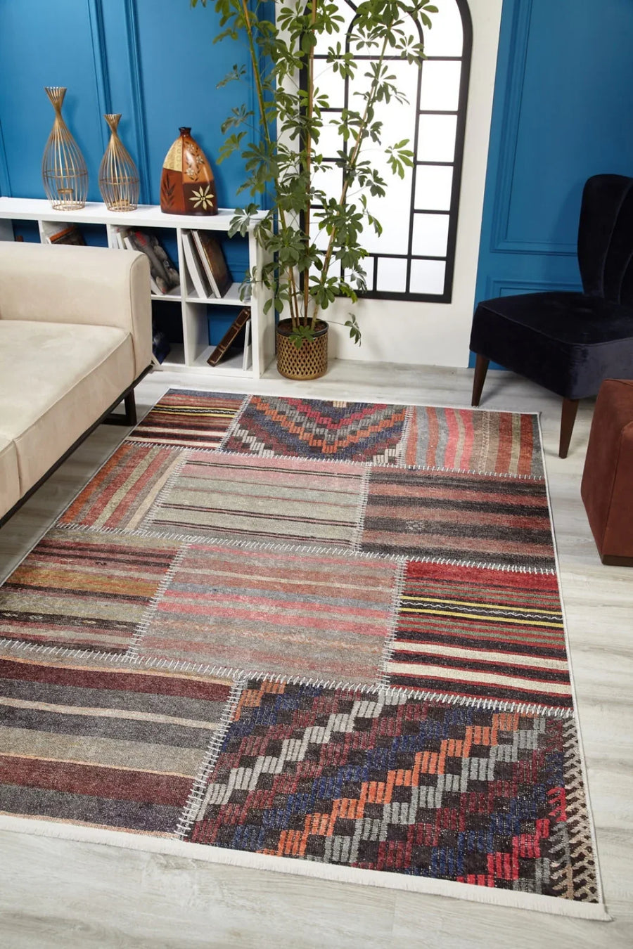 Geometrik Modern Halı - Yıkanabilir - Kaymaz Taban - Pati Dostu