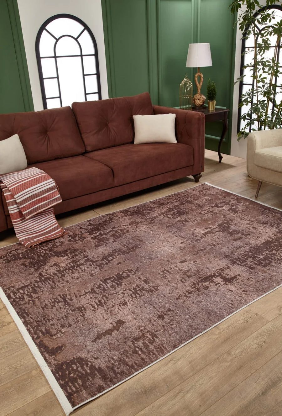 Vizon Eskitme Modern Halı - Yıkanabilir - Kaymaz Taban - Pati Dostu