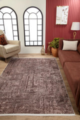 Brown Beige Modern Living Room Rug Abstract - Polyester