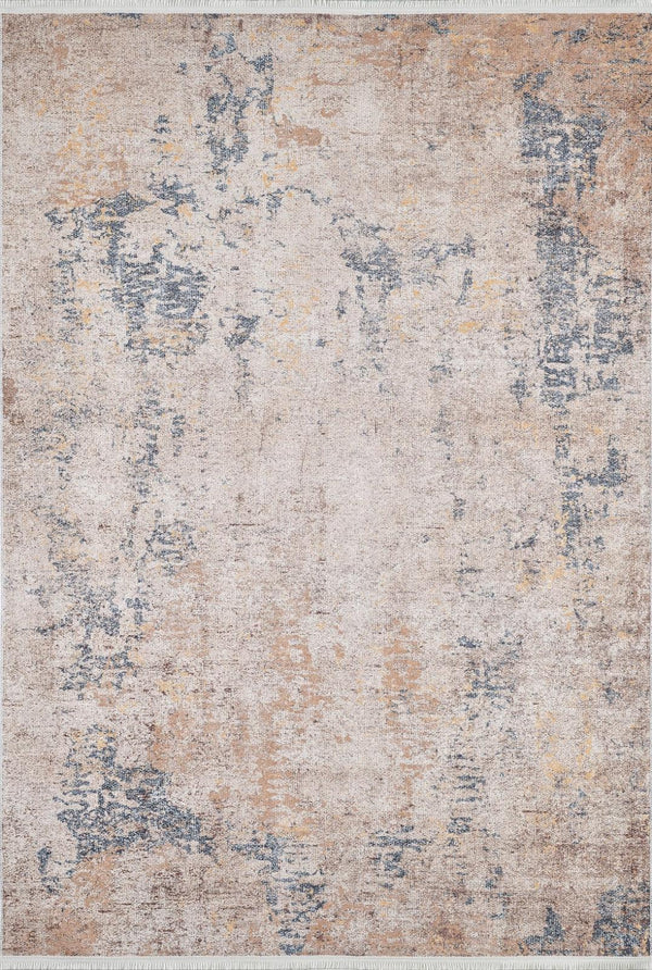 Bej Krem Dokulu Modern Halı - Yıkanabilir - Kaymaz Taban - Pati Dostu