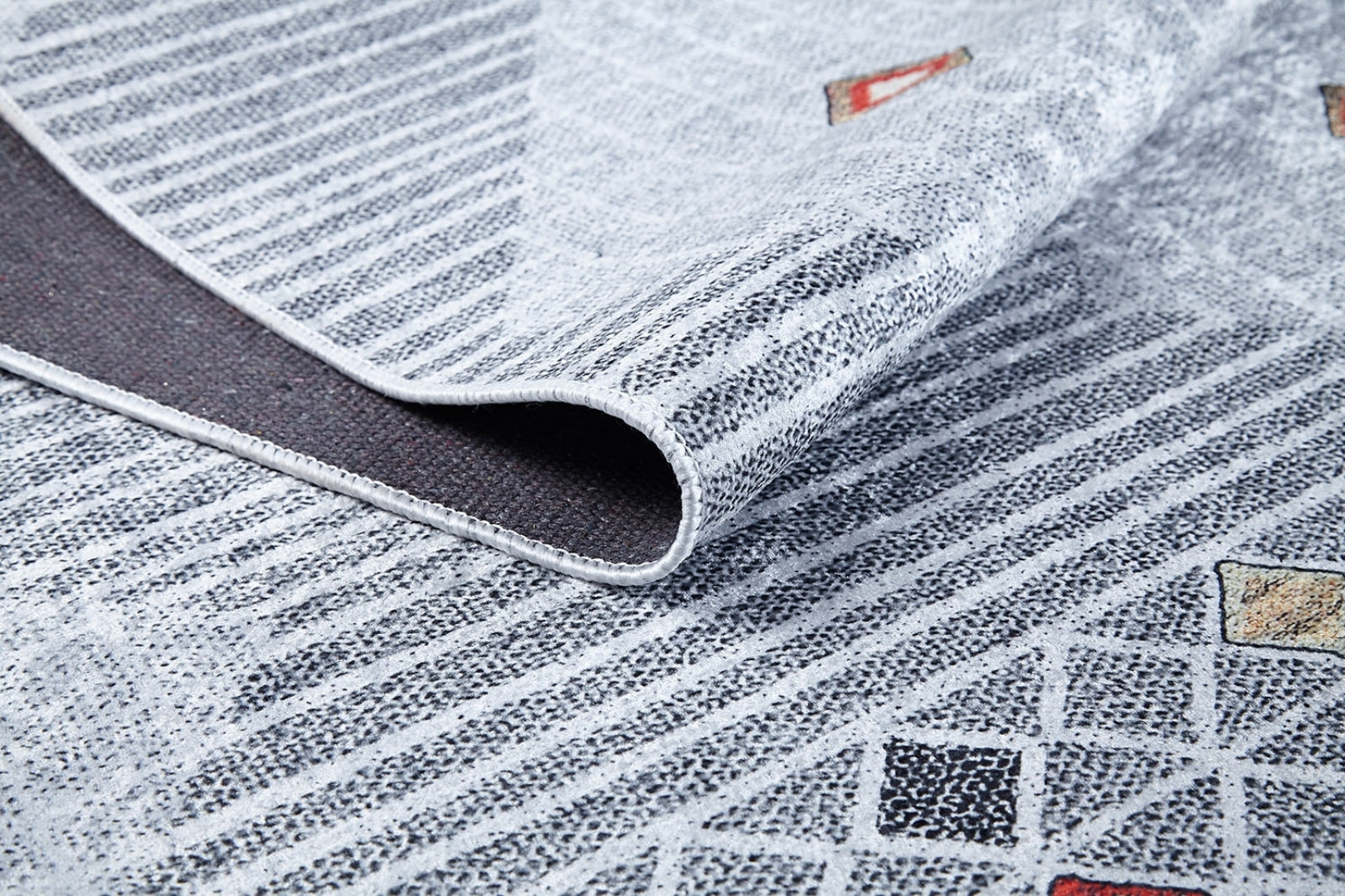 Cautitlan Gri Geometrik Dijital Baskı Halı Halınet