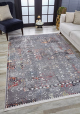 Gray White Distressed Living Room Rug - Polyester