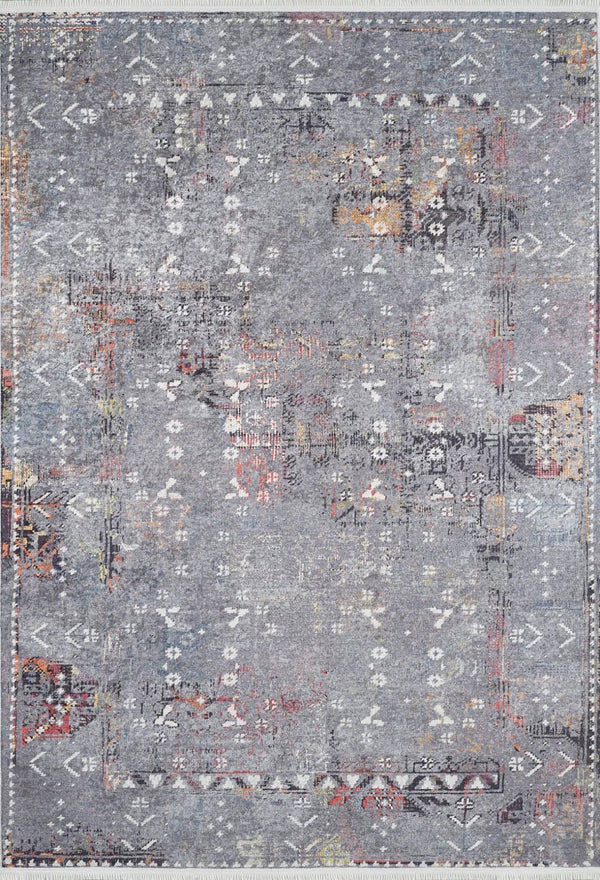 Gri Dokulu Modern Halı - Yıkanabilir - Kaymaz Taban - Pati Dostu
