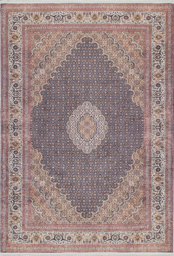 Klasik Madalyonlu Halı - Yıkanabilir - Kaymaz Taban - Pati Dostu