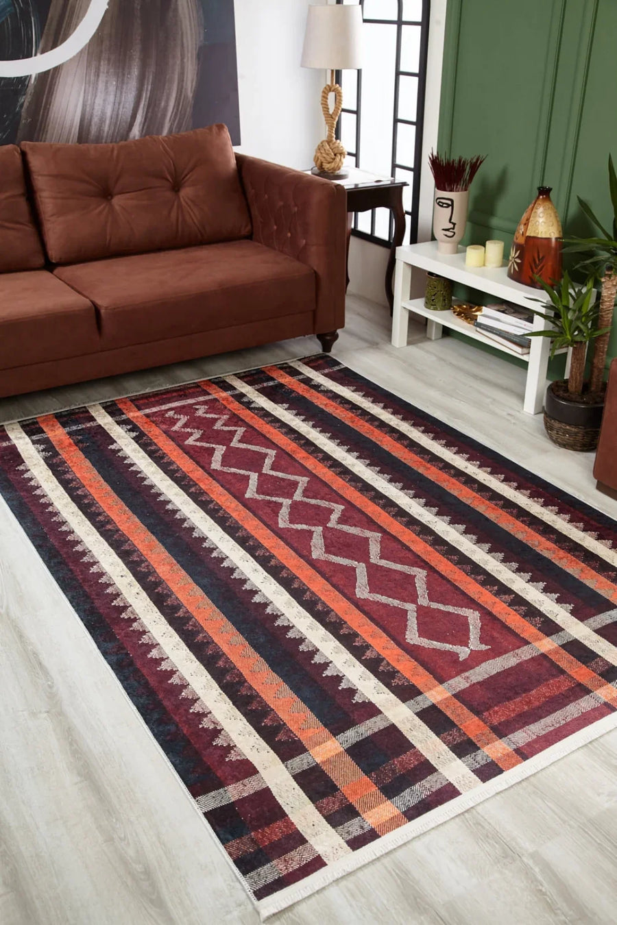 Geometrik Modern Halı - Yıkanabilir - Kaymaz Taban - Pati Dostu