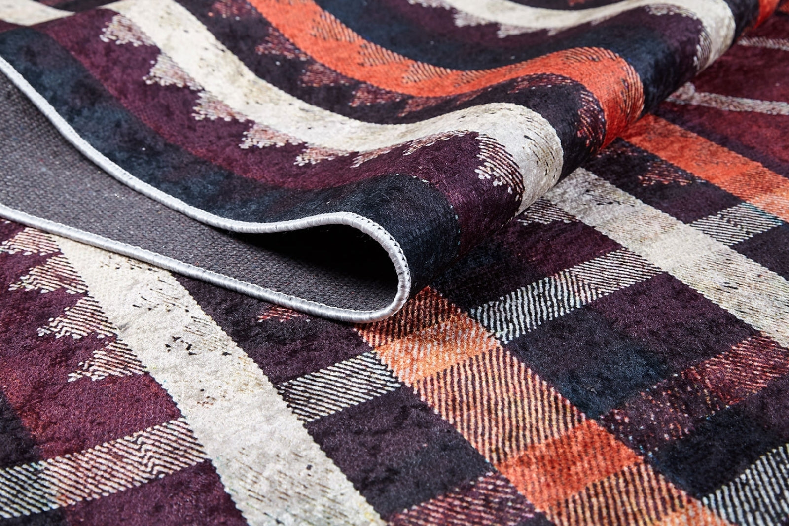 Nagpur Turuncu Çizgili Dijital Baskı Halı Halınet