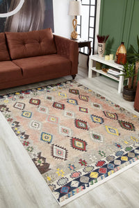 Beige Geometric Bohemian Area Rug