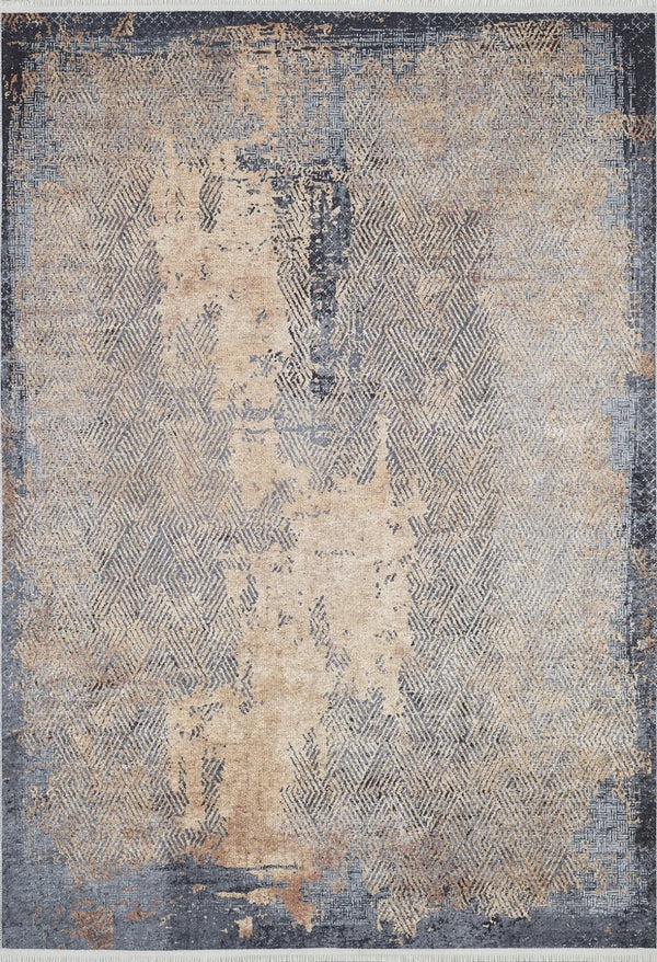 Bej Gold Eskitme Modern Halı - Yıkanabilir - Kaymaz Taban - Pati Dostu