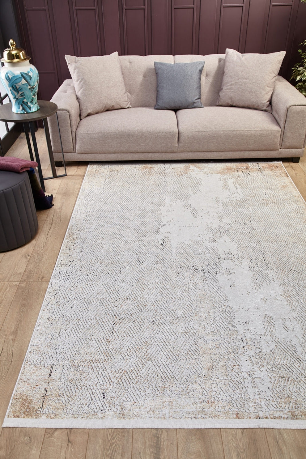 Wazirabad Bej Modern Dijital Baskı Halı Halınet