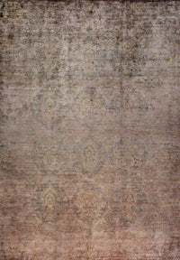 Beige and Brown Distressed Runner Rug, Machine Washable