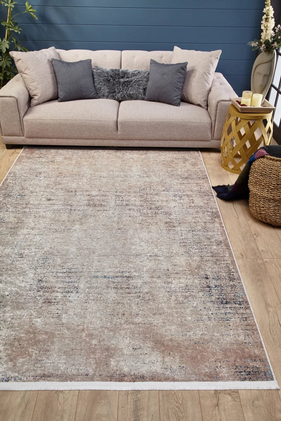 Vizon Dokulu Modern Halı - Yıkanabilir - Kaymaz Taban - Pati Dostu