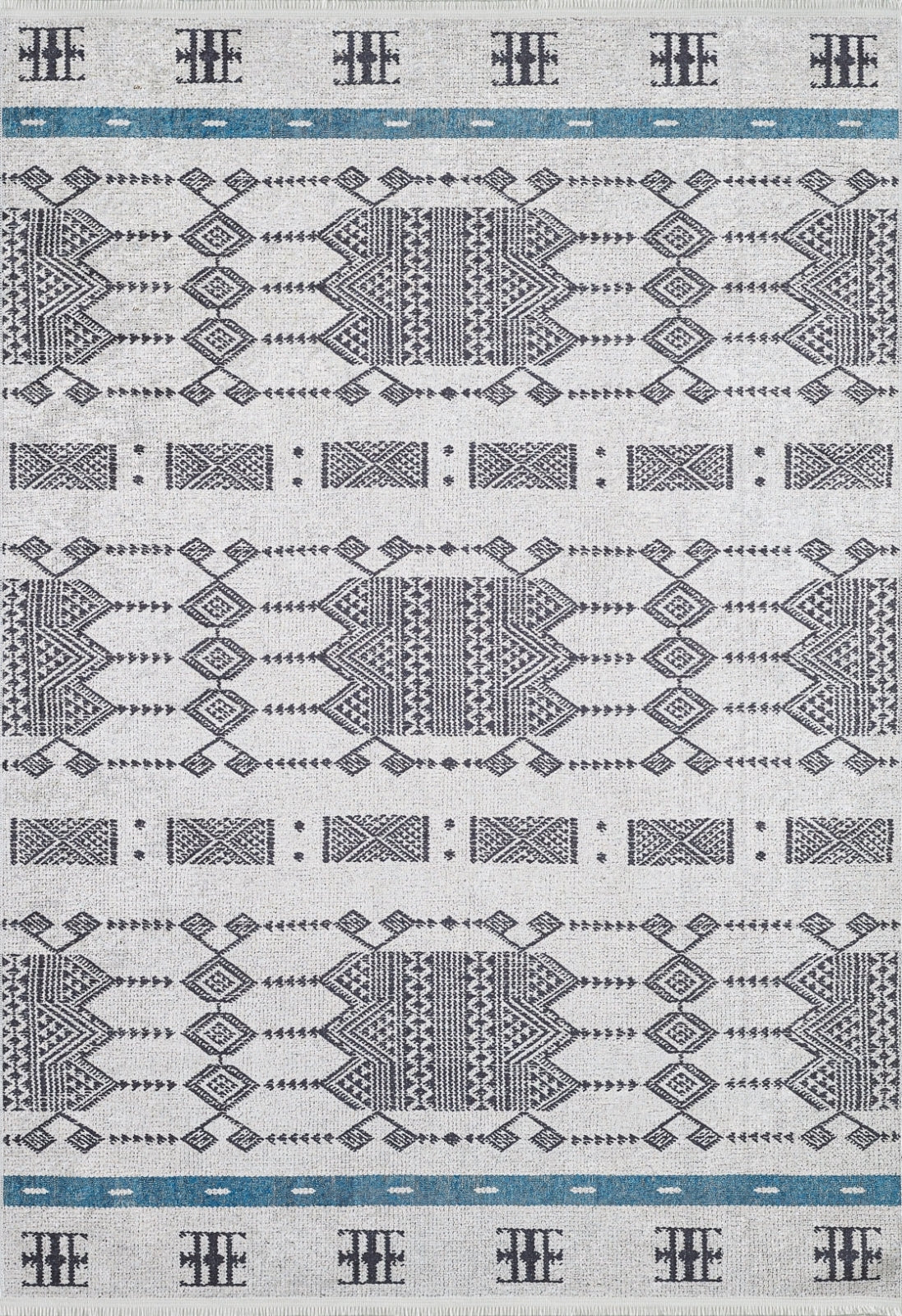 Xico Gri Geometrik Dijital Baskı Halı Halınet