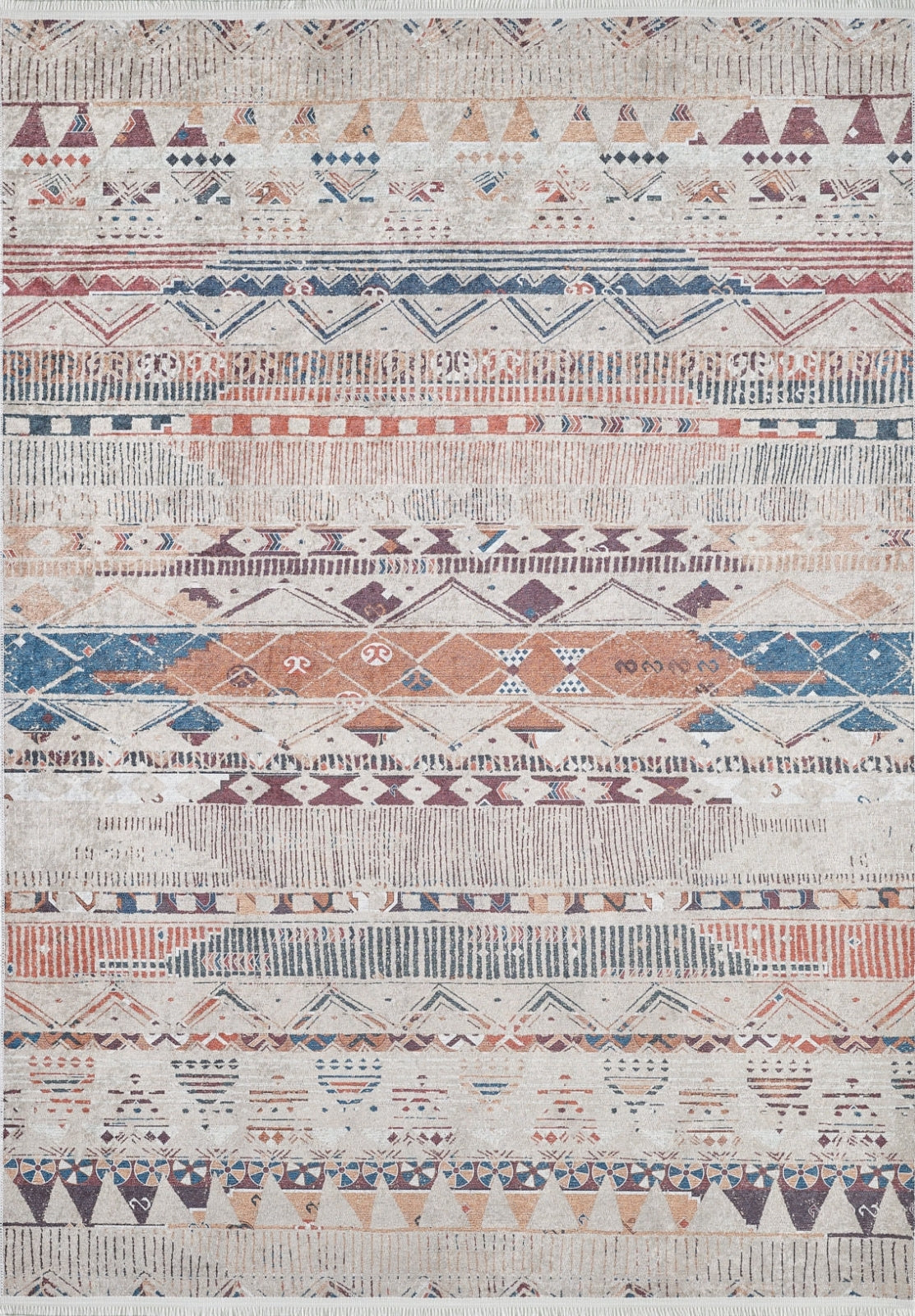 Ciudadvictoria Bej Geometrik Dijital Baskı Halı Halınet