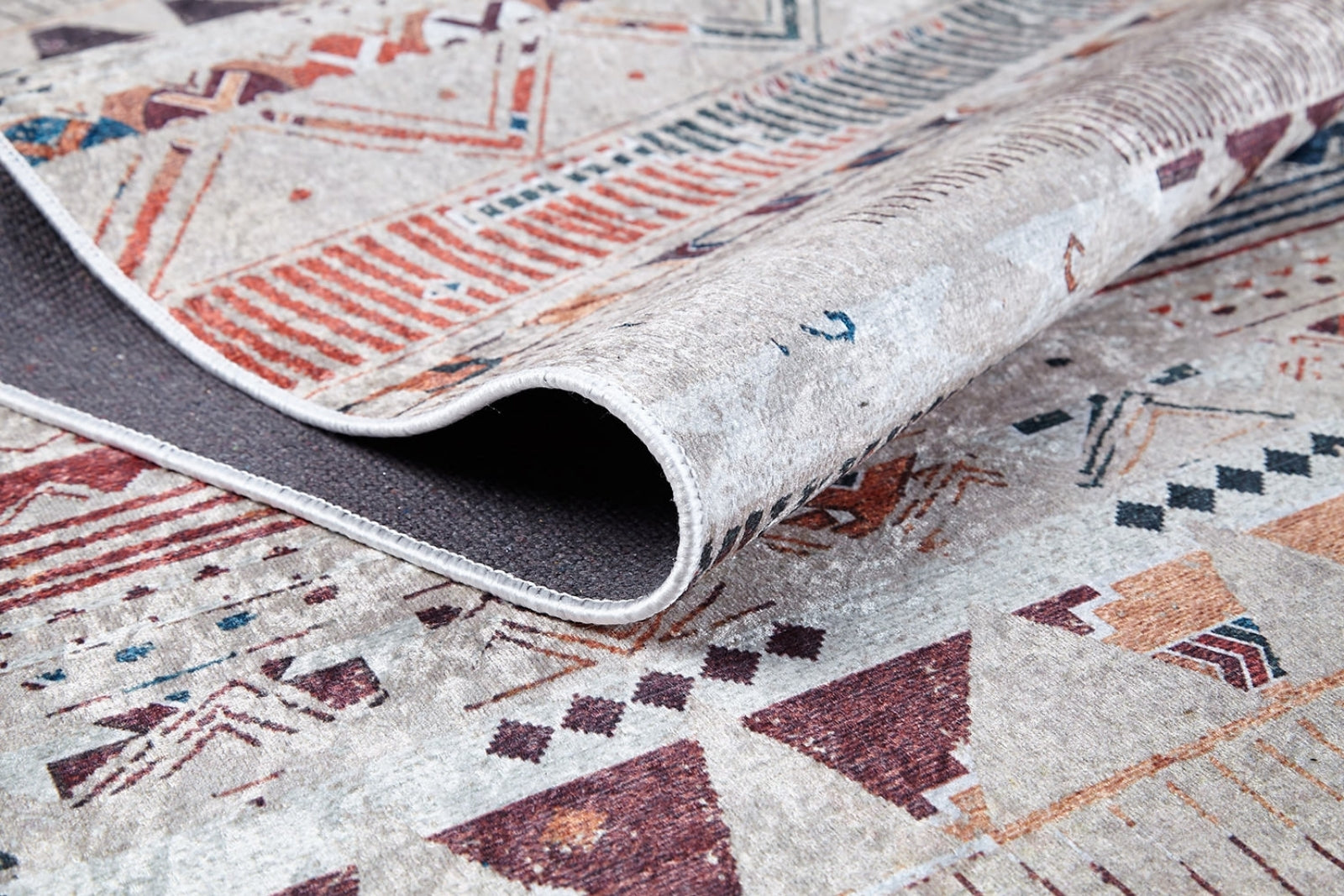 Ciudadvictoria Bej Geometrik Dijital Baskı Halı Halınet