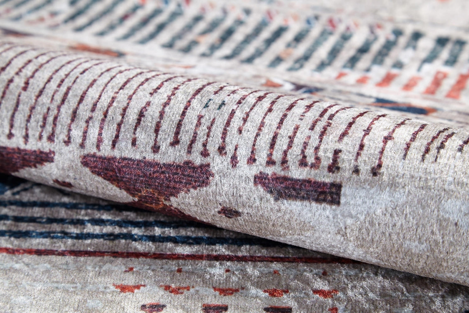 Ciudadvictoria Bej Geometrik Dijital Baskı Halı Halınet