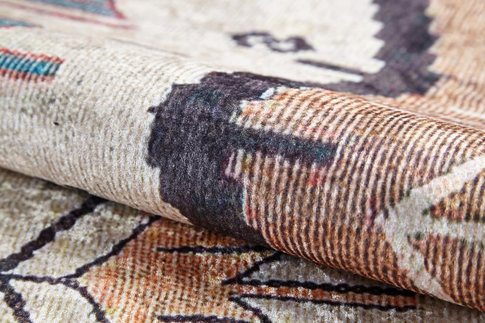 Vadodara Krem Geometrik Dijital Baskı Halı Halınet