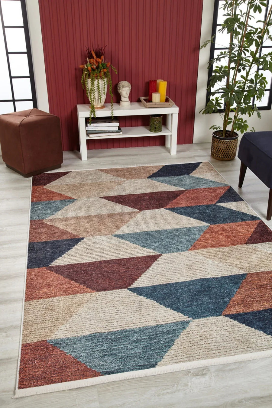 Geometrik Modern Halı - Yıkanabilir - Kaymaz Taban - Pati Dostu