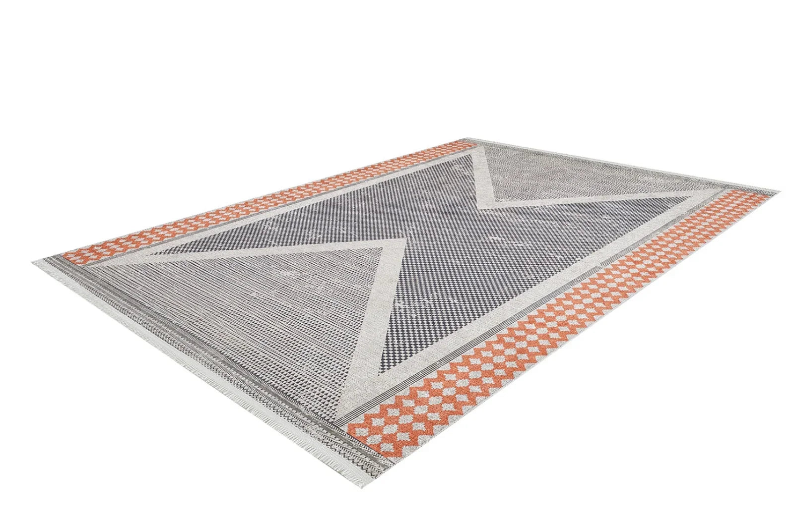 Gri Geometrik Minimalist Halı - Yıkanabilir - Kaymaz Taban - Pati Dostu