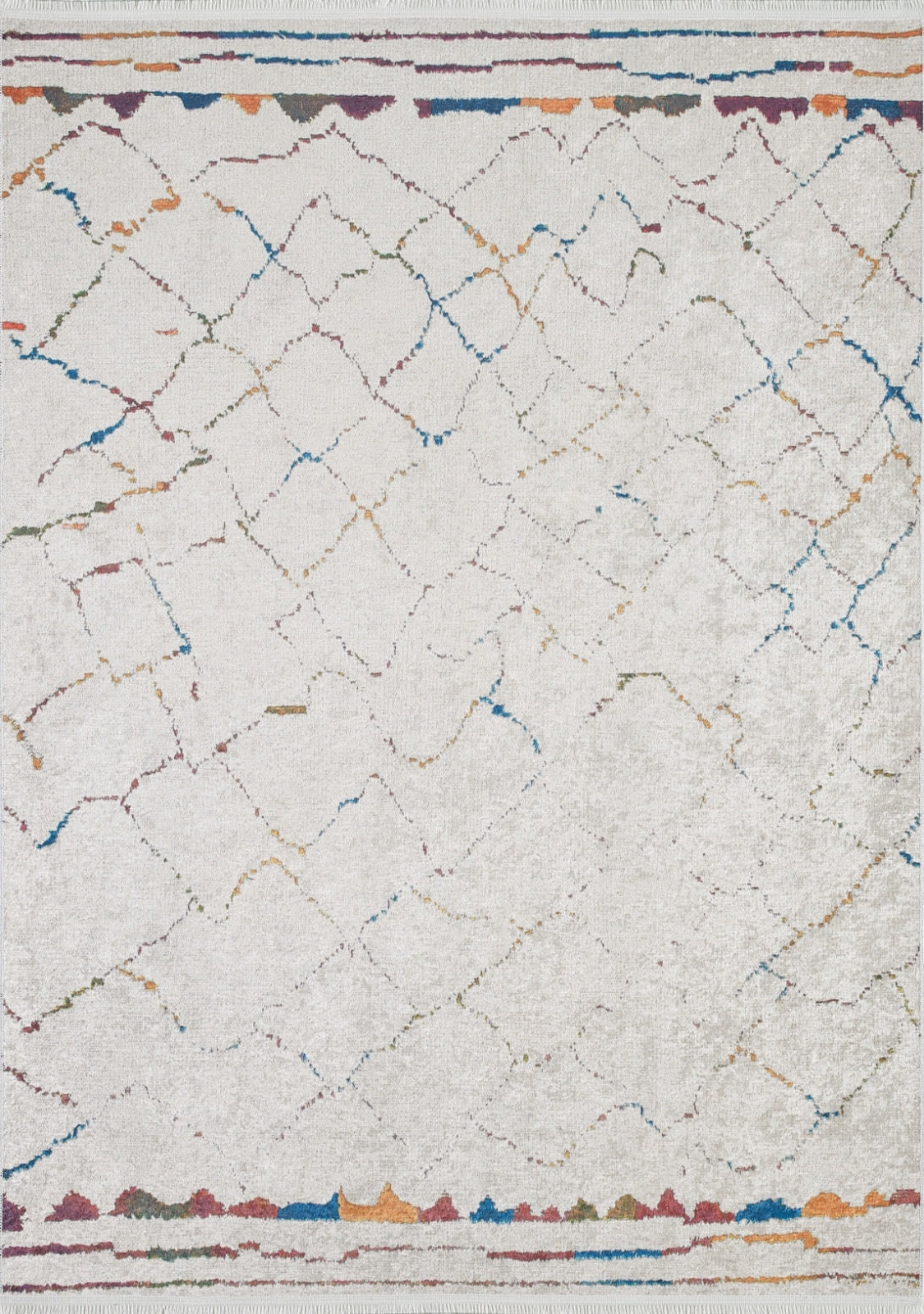 Ensenada Bej Geometrik Dijital Baskı Halı Halınet