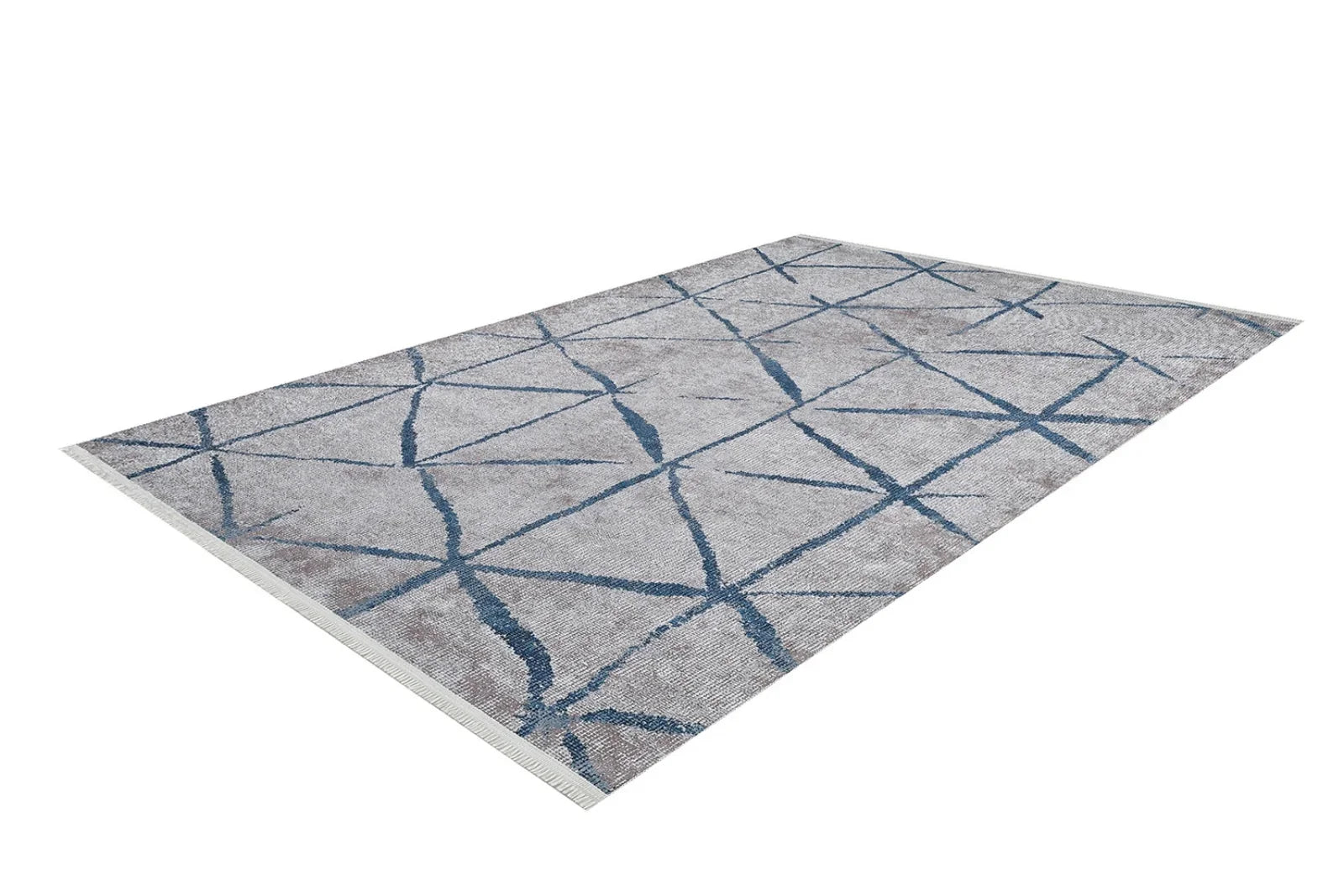 Antrasit Gri Geometrik Modern Halı - Yıkanabilir - Kaymaz Taban - Pati Dostu