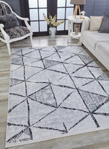 Light Gray Black Modern Geometric Living Room Rug Geometric - Polyester